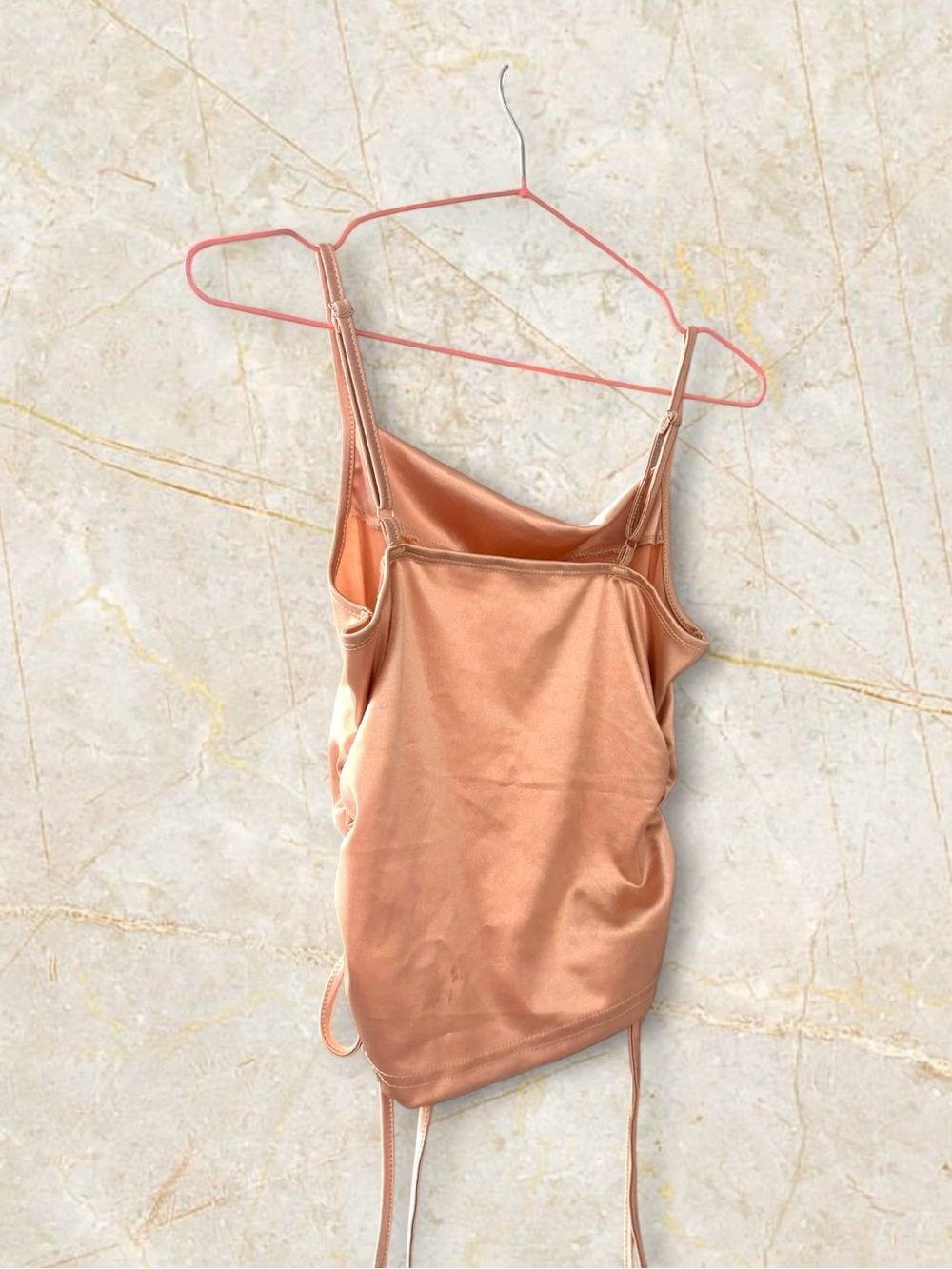 ✨MIX&MATCH: 4 FOR $25✨ ✨ Champagne Satin Ruched Cami | Side Tie - Picture 2 of 5